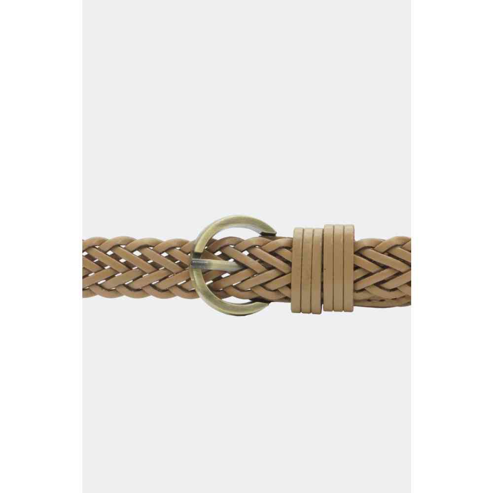 Voodoo Vixen - Slim Plaited Leather Taillengürtel - Beige